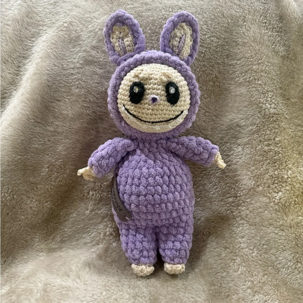 ORIGINAL HANDCRAFTED LABUBU MONSTER CROCHET PLUSHIE, ONE SIZE, PURPLE - Picture 2 of 8